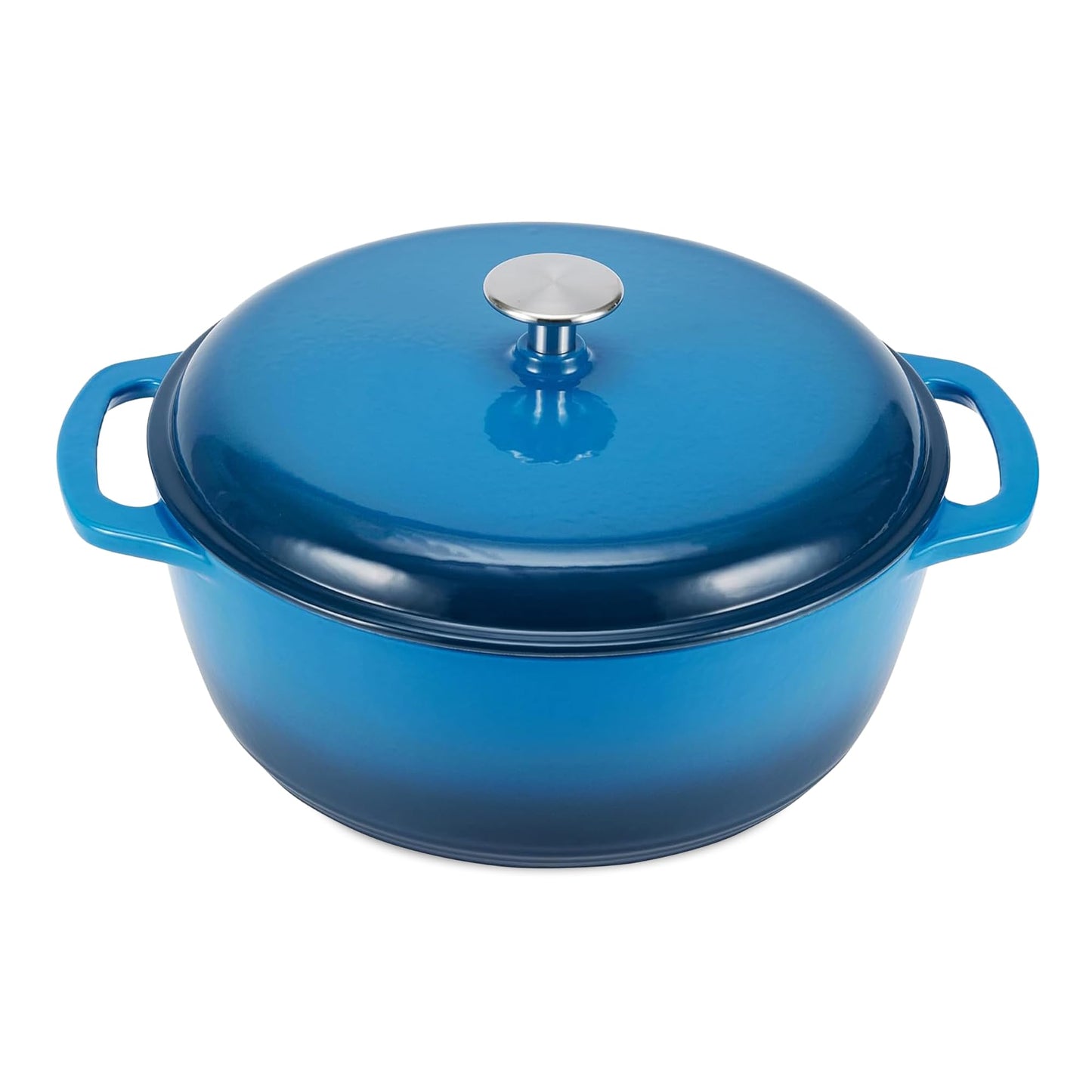 Enameled Cast Iron Dutch Oven Pot with Lid, Round, Dual Handles, Heavy-Duty, Oven Safe for Stews, Roasting, Baking, 6-Quart, Red