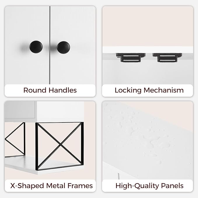 Bathroom Wall Cabinet with 2 Door and Adjustable Shelf, Farmhouse Medicine Cabinet with Towel Rack, 3-Tier Wall Mounted Storage Cabinet Over The Toilet for Bathroom, 18.9" L, White