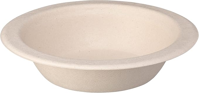 GUSTO 100% Compostable 16 oz. Heavy-Duty Paper Bowls [125 Pack] Eco-Friendly Disposable Sugarcane - Kraft……