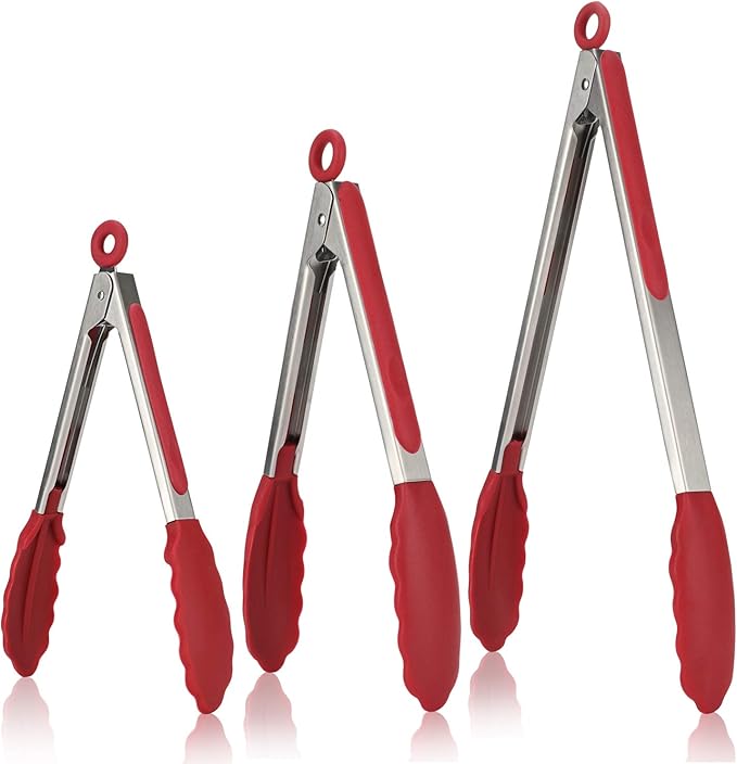 U-Taste Kitchen Tongs for Cooking, 600ºF Heat-Resistant Tps, 3Pcs/Purple