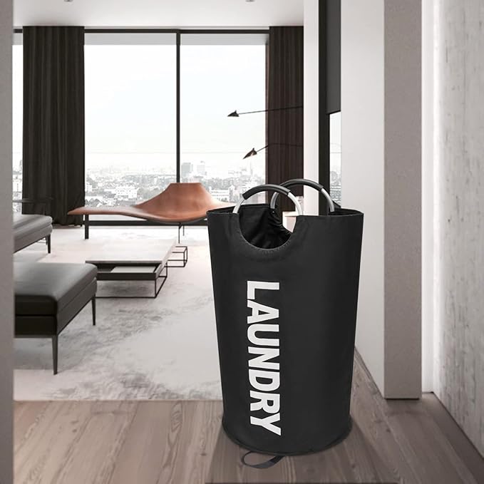 125L X-Large Laundry Basket, Freestanding Tall Clothes Hamper, Collapsible Laundry Bag, Black