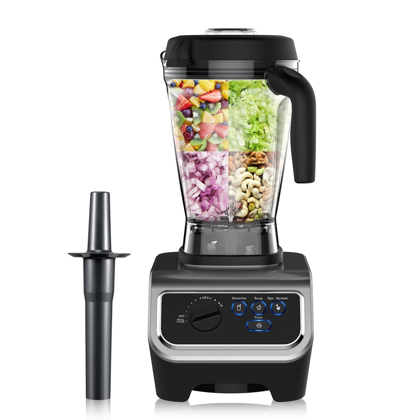 iCucina Smoothie Blender, 1000W Personal Blender for Shakes and Smoothies with 2 x 32oz Protable Cups and Lids, Single Serve Blenders for Ice Crushing, Bean Grinding, Frozen Fruit Drinks, Black
