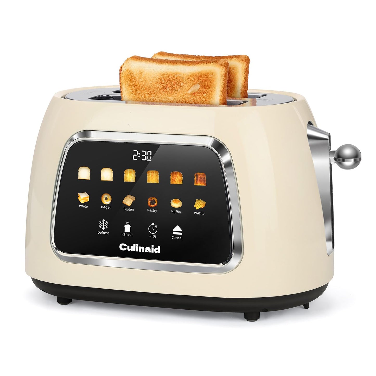 Culinaid Toaster 2 Slice Smart Touch Screen, Retro 1.5'' Extra Wide Slot Stainless Steel Digital Bread Toaster with Memory Function, Bagel, Defrost, 6 Browning Levels and Removable Crumb Tray, Red