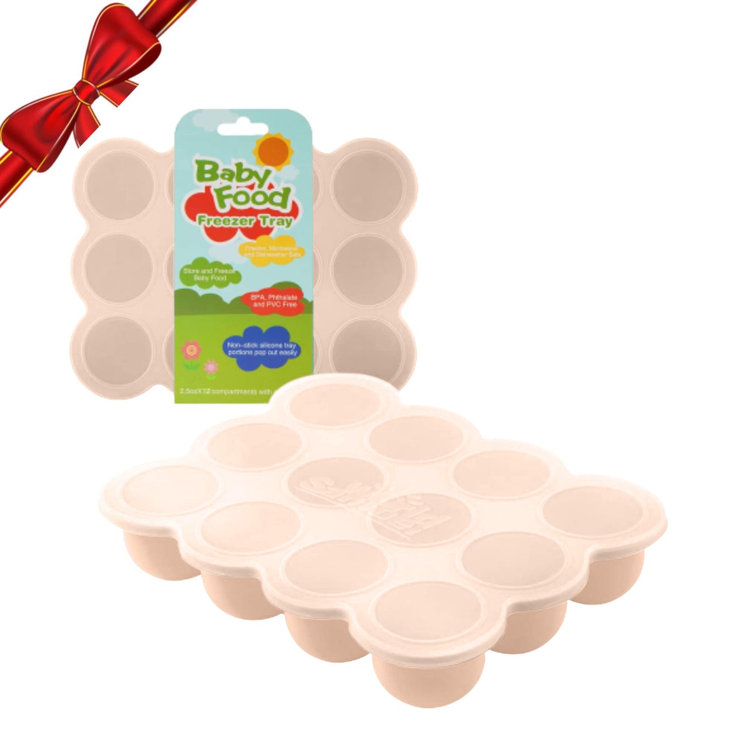 Samuelworld Baby Food Storage Container, 12 Portions x 2.5oz - BPA Free Silicone Freezer Tray with Clip-On Lid for Breast Milk Storage, Homemade Baby Food, Vegetable & Fruit Purees - Blue