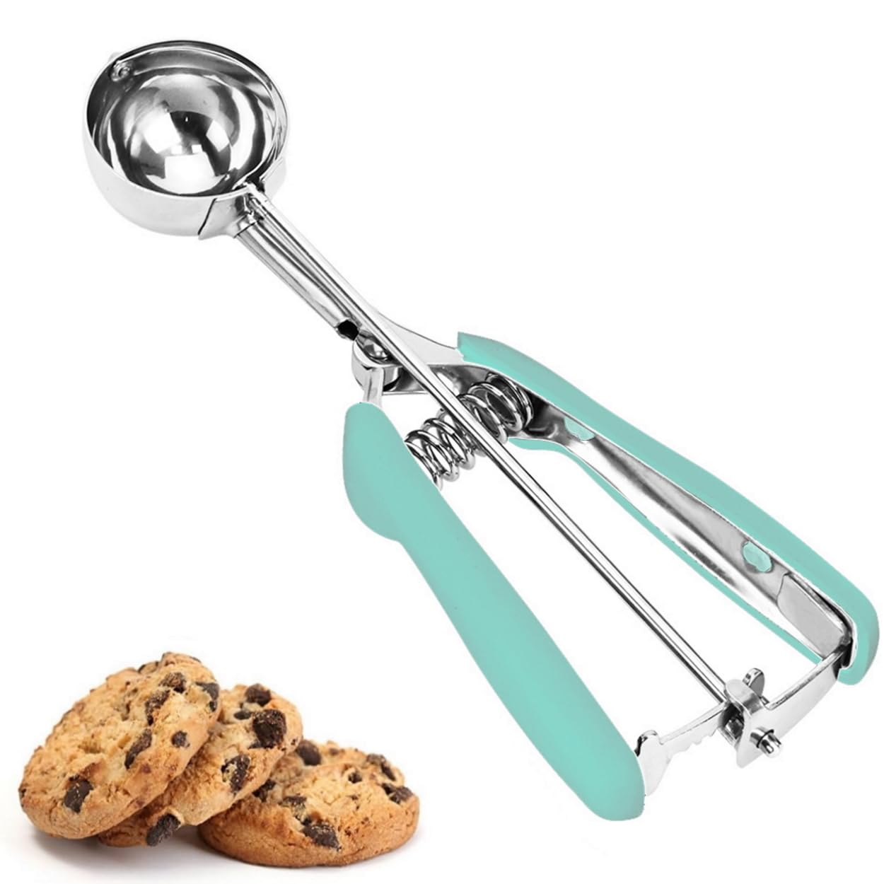 Cookie Scoop, Ice Cream Scoop, 1Tbsp/15 ml/0.5oz Cookie Scoops for Baking, 18/8 Stainless Steel Cookie Scooper for Baking, Cookie Dough Scoop with Non-slip Grip (Red)