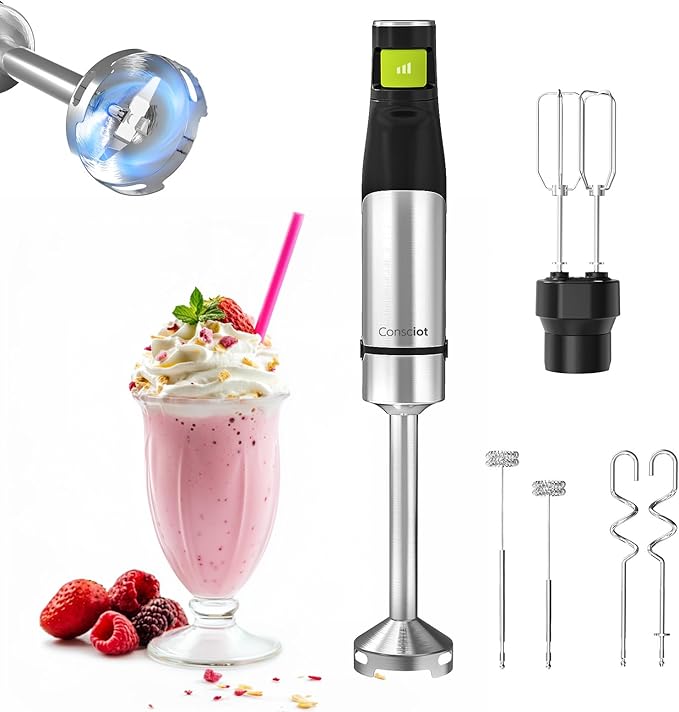 Consciot 4-in-1 Immersion Blender Handheld Max 1100W, Trigger Speed Control