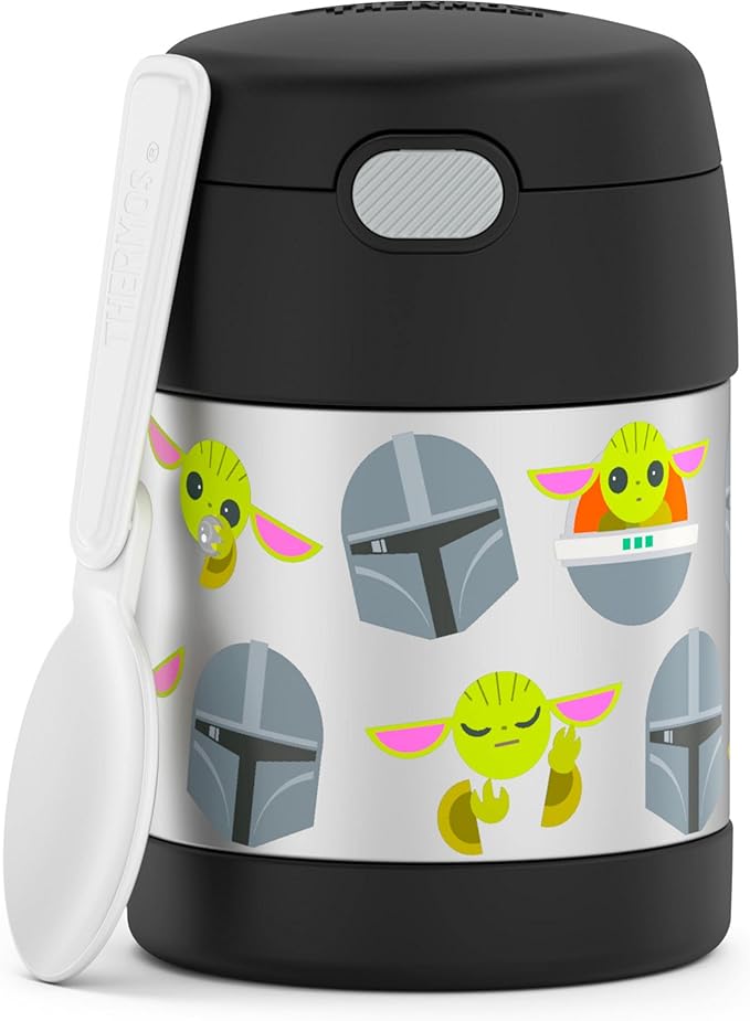 THERMOS FUNTAINER Insulated Food Jar – 10 Ounce – Kid Friendly Food Jar with a Foldable Spoon, Mandalorian