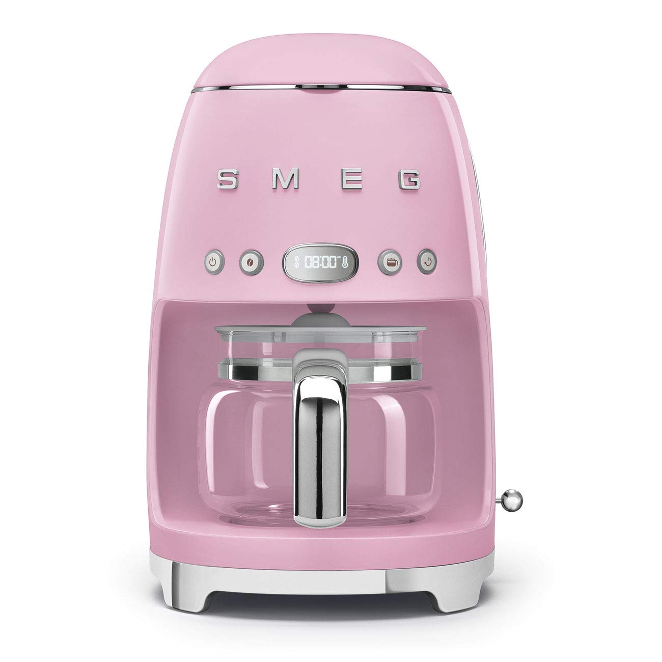 Smeg 50's Retro Style Aesthetic Drip Coffee Machine with 10 Cup Glass Carafe, Auto Start Feature, Keep Warm Plate, and Two Coffee Strength Settings (Grey)