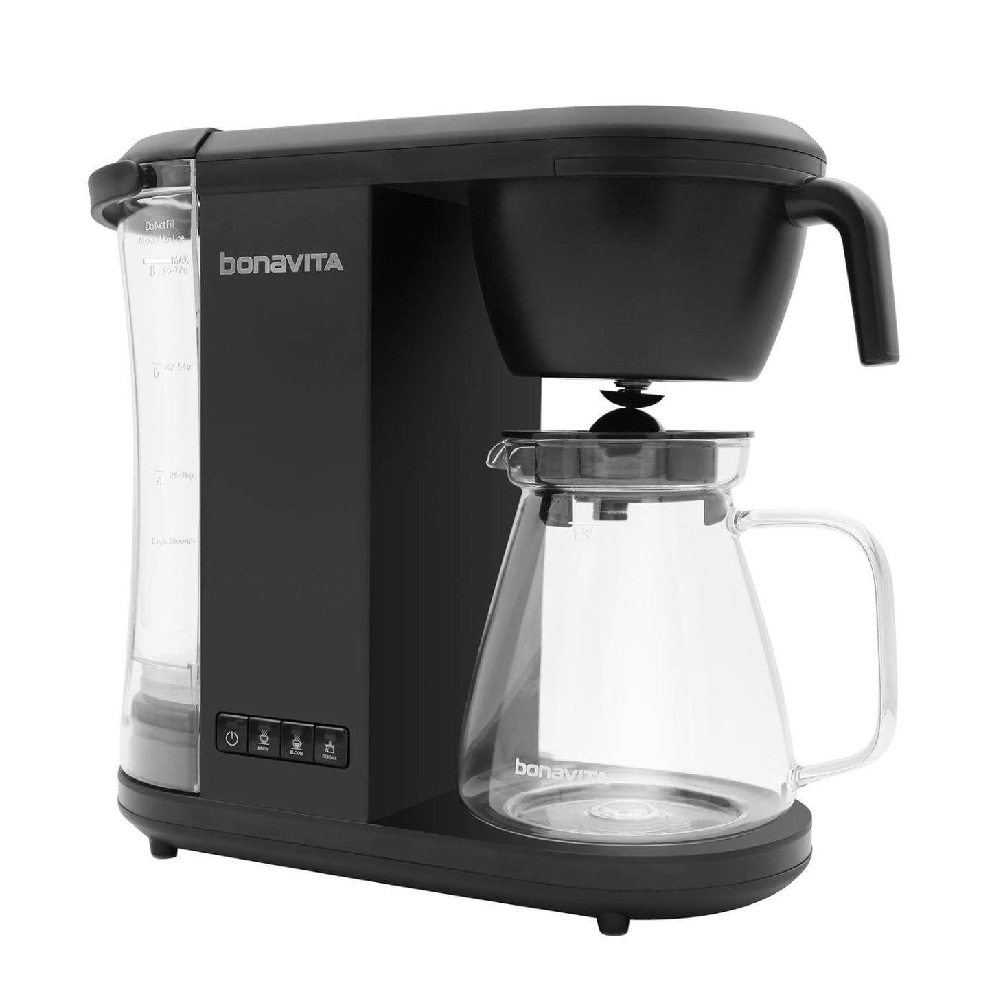 Bonavita Enthusiast 8 Cup Drip Coffee Brewer, Pour Over, SCA Certified Coffee Machine with Glass Carafe, Stainless Steel Panel, Removable Reservoir, Matte Black