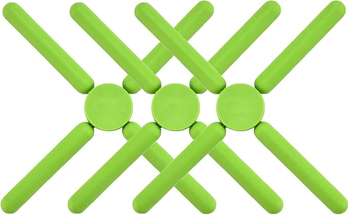 3/Pack Foldable Trivets Silicone, FENGCHEN Folding Trivets, Non-Slip Collapsible Cross Compact Design Expandable Silicone Pot Holder,Violet
