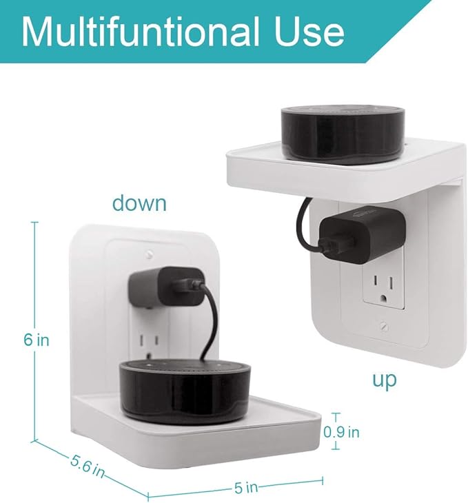 ALLICAVER Outlet Shelf, Bathroom Wall Holder with Built-in Cable Management, Wall Organizer for Smart Home Decor Space Saving Electric Toothbrush Use as Echo Holder (Vertical Decora&Duplex, 2, Pack)