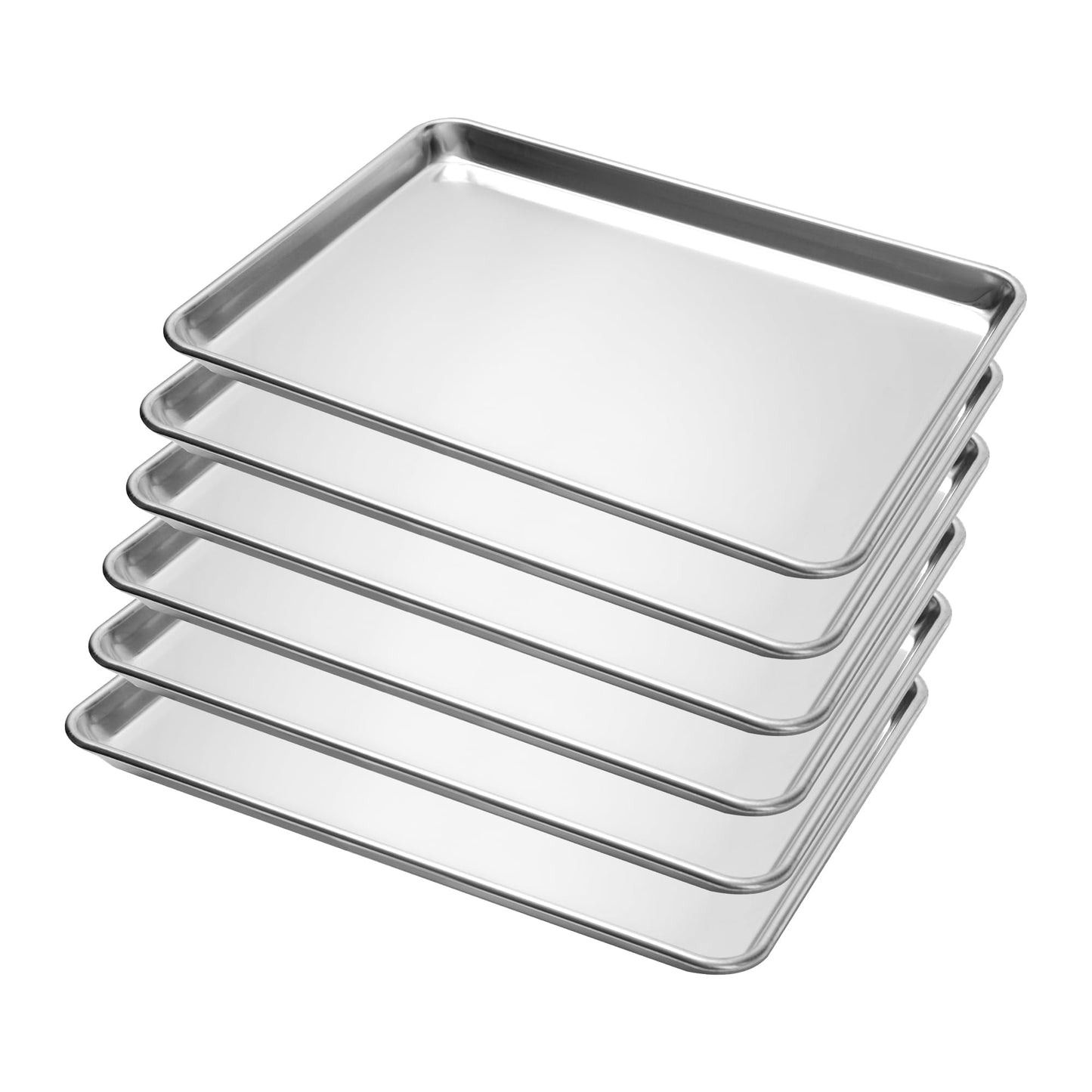 BIEAMA 6 Pack 15" x 21" Baking Sheet Pan, Aluminum Large Size Cookie Sheets