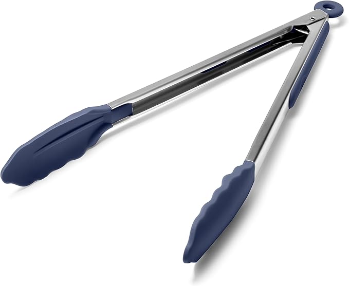 Doosu Kitchen Tongs with Silicone Tips for Cooking Serving (16in, Aqua Sky)