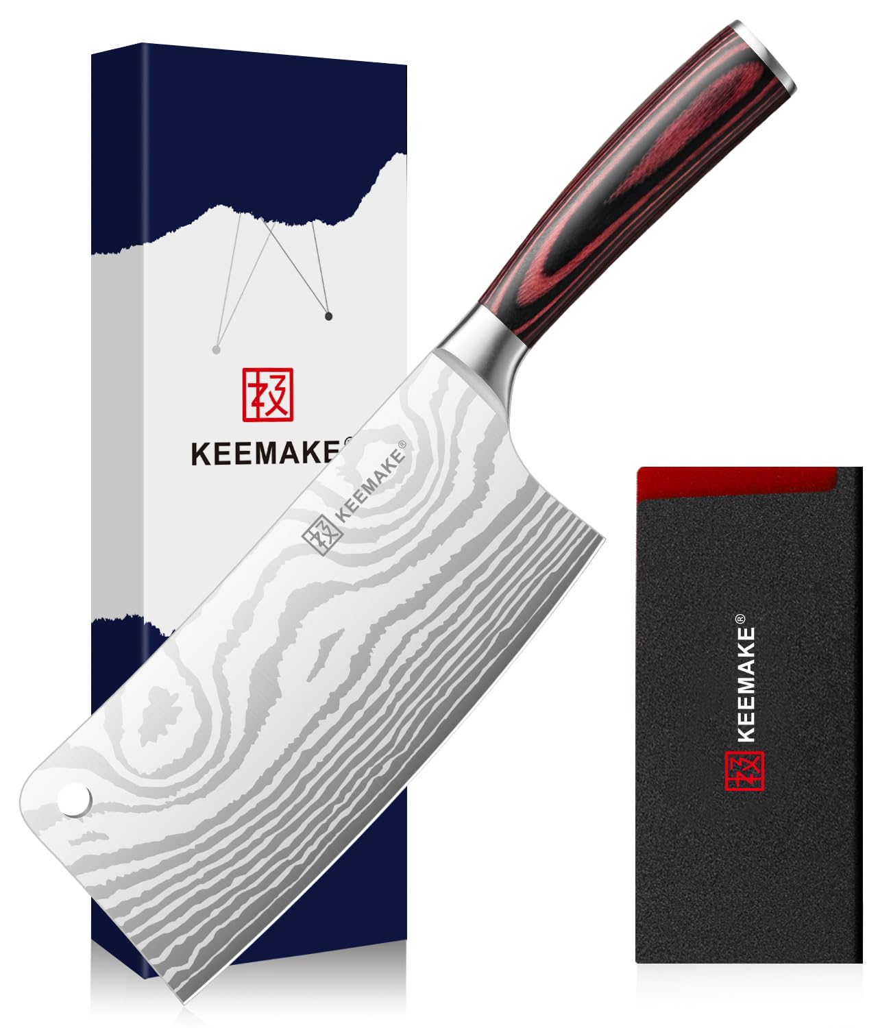 KEEMAKE 7 Inch Nakiri Knife, Japanese Kitchen Vegetable Cleaver