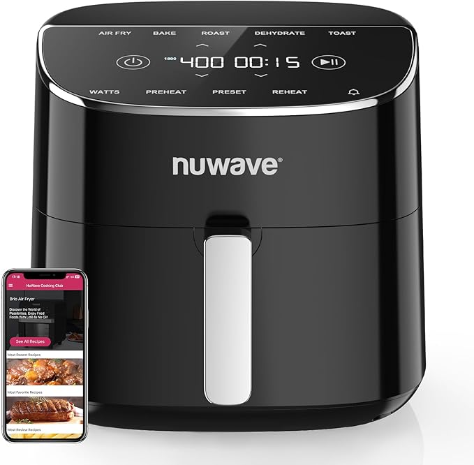 Nuwave Brio Plus Air Fryer 8 Qt, New & Improved, PFAS-Free Ceramic Coating