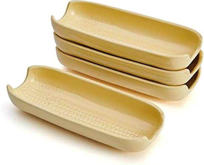 Pfaltzgraff Yorktowne Set of 4 Multicolor Corn Dishes, Durable Stoneware Side Plates with Vibrant Designs, Perfect for Serving Vegetables and Snacks