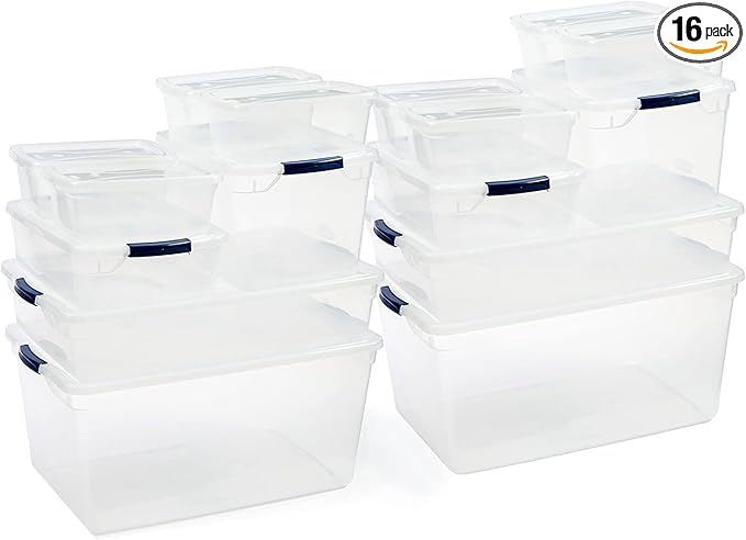 Rubbermaid Cleverstore 17 Quart Clear Latching Waterproof Stackable Airtight Storage Containers with Durable Latching Lids (6 Pack)