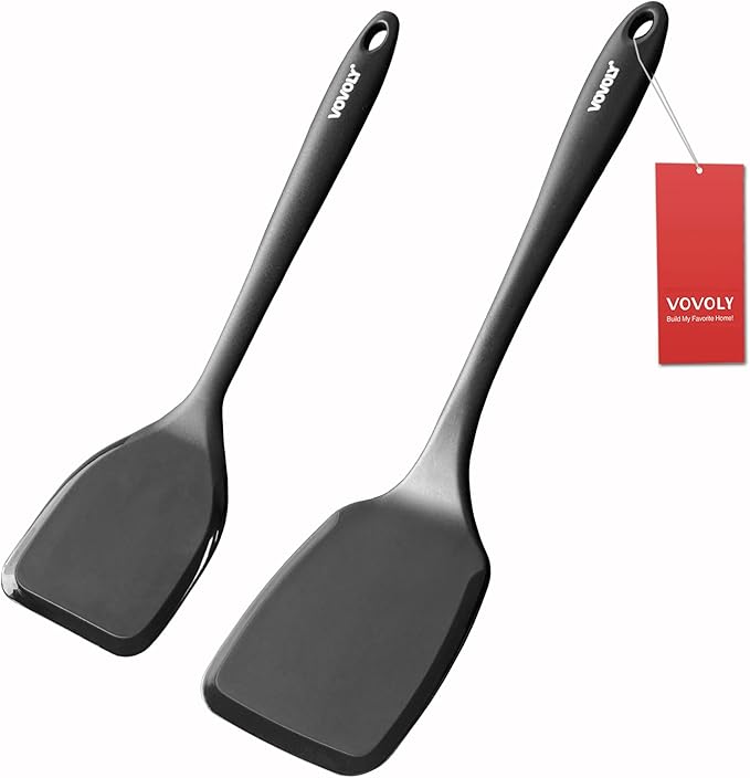 Vovoly Large Size Silicone Spatula Set, 600°F Heat Resistant Pancake Turner