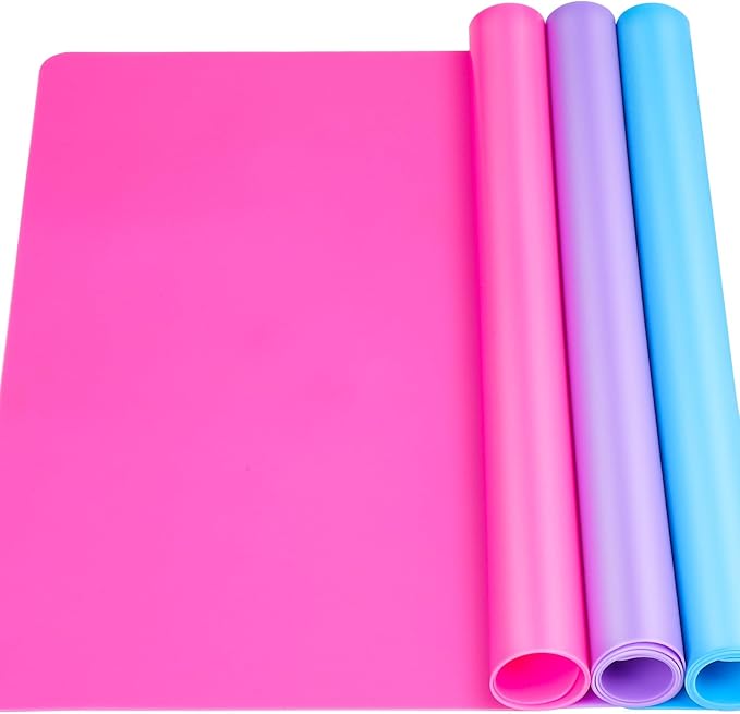 LEOBRO Silicone Mats, 3 PCS Silicone Mats for Crafts, Resin Molds, Play Dough Mat, Nonstick Silicone Sheet Mat for Epoxy Resin, Clay, Craft Supplies, 15.7”x 11.7”