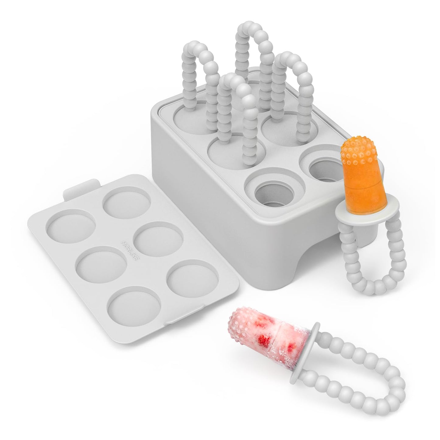 MORLIKE LIVING Baby Popsicle Molds Teething Relief, Grey