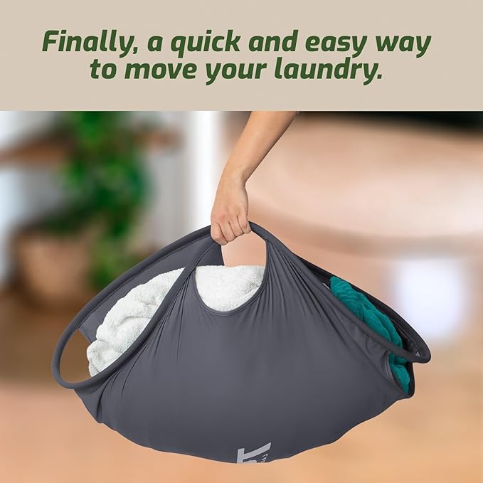 Laundry Turtle Collapsible Laundry Basket | Revolutionary Foldable Laundry Hamper | Innovative Laundry Basket for Dirty Clothes Washing & Dryer Removal Portable Laundry Grabber (Grey, Large)