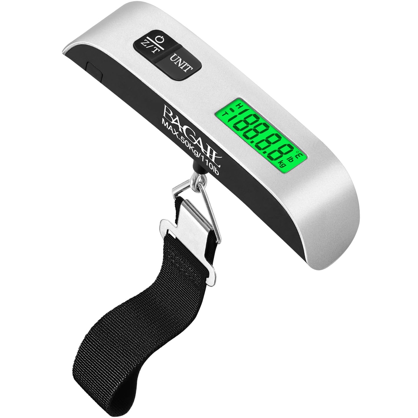 BAGAIL Digital Luggage Scale, 110lbs Hanging Baggage Scale with Backlit LCD Display,Portable Suitcase Weighing Scale,Travel Luggage Weight Scale with Hook,Strong Straps for Travelers(Black)