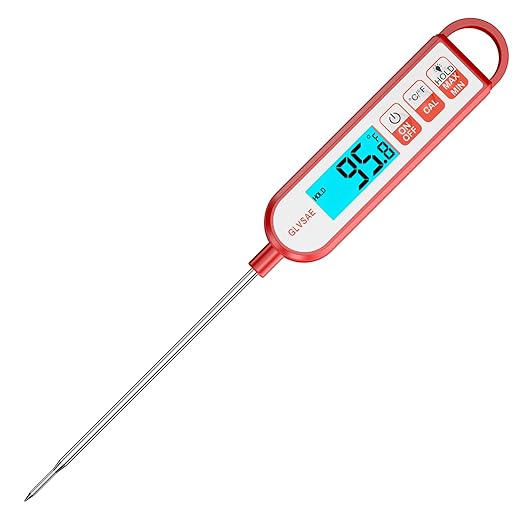 GLVSAE Digital Meat Thermometer Instant Readings in 1-2 Seconds Food Thermometer with Extended Probe Waterproof for Cooking, Confectionery Making, Barbecuing and as a Gift for Friends and Family