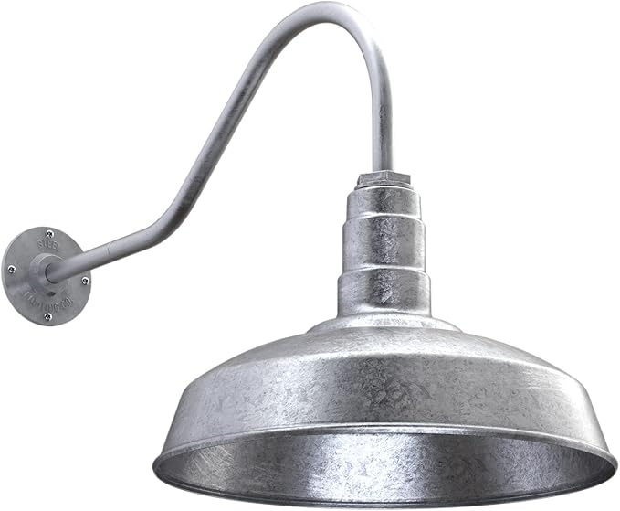 11" Straight Arm Barn Light Outdoor | Farmhouse | Modern Gray/Brass