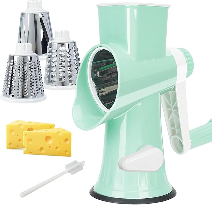 GOTOSOBAY Cheese Grater with Handle,Multifunctional Rotary Cheese Grater