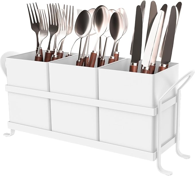Marble Utensil Holder for Countertop - Stylish Marble Kitchen Accessories for Effortless Organization, Ideal Silverware Caddy for Party, Farmhouse Decor Friendly