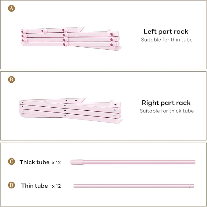 Foldable Drying Rack Clothing, 3-Tier Portable Clothes Drying Racks for Indoor & Outdoor, Anti-Rust Compact Laundry Rack Collapsible, Pink 28" D x 10" W x 35" H