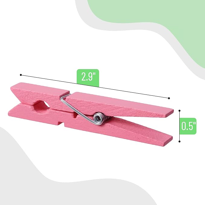 Mr. Pen- Wooden Clothes Pins, Natural Wood, 50 Pack, 2.9 Inch, Pink, Rust Resistant Clothes Pins for Hanging Clothes, Valentine Decoration