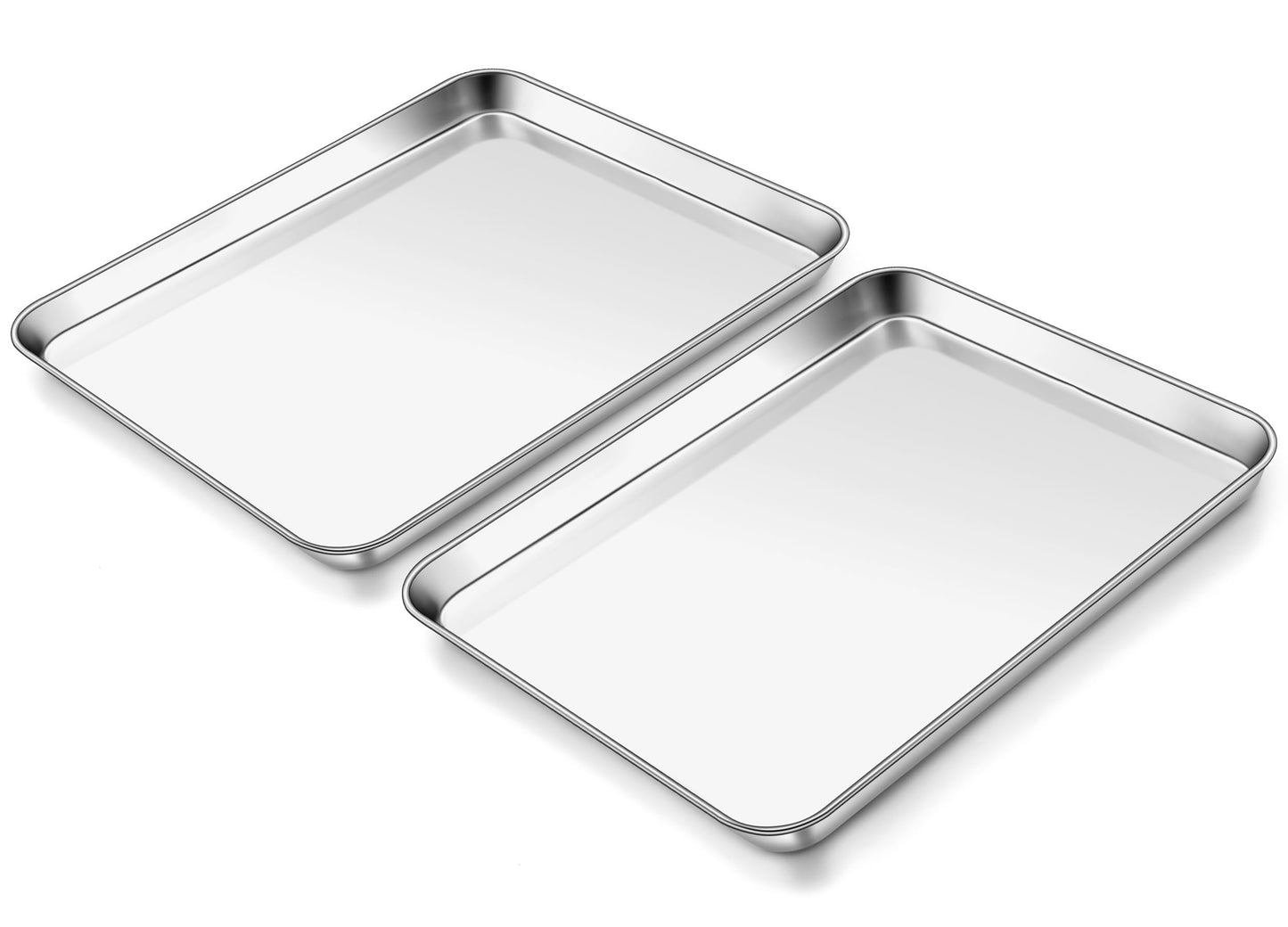 Homikit 9x13 Inches Stainless Steel Quarter Sheet Pan Set of 2, Non Toxic