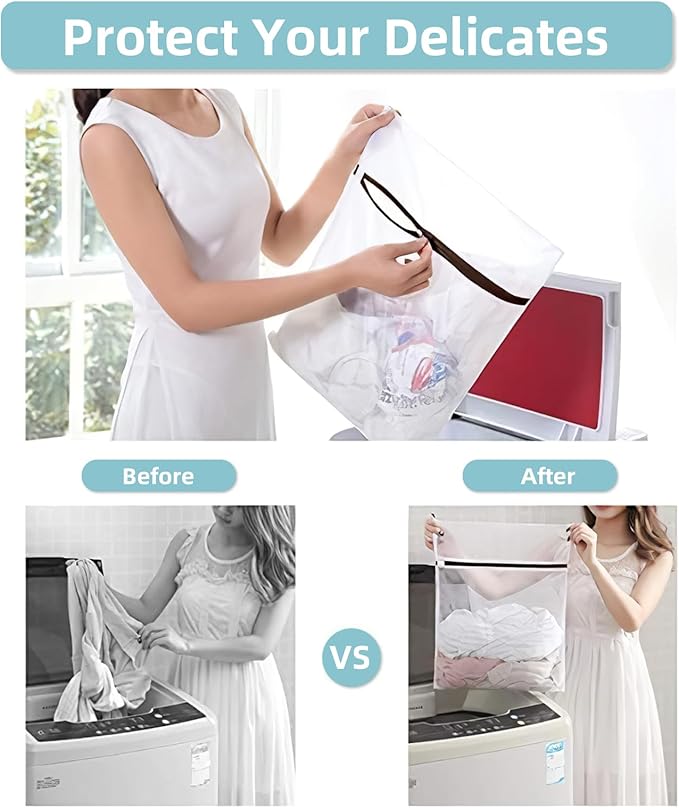 GOGOODA Mesh Laundry Bags for Delicates Durable Protective Wash Bags Travel Storage Bags for Intimates Lingerie, 2PCS（2XL）