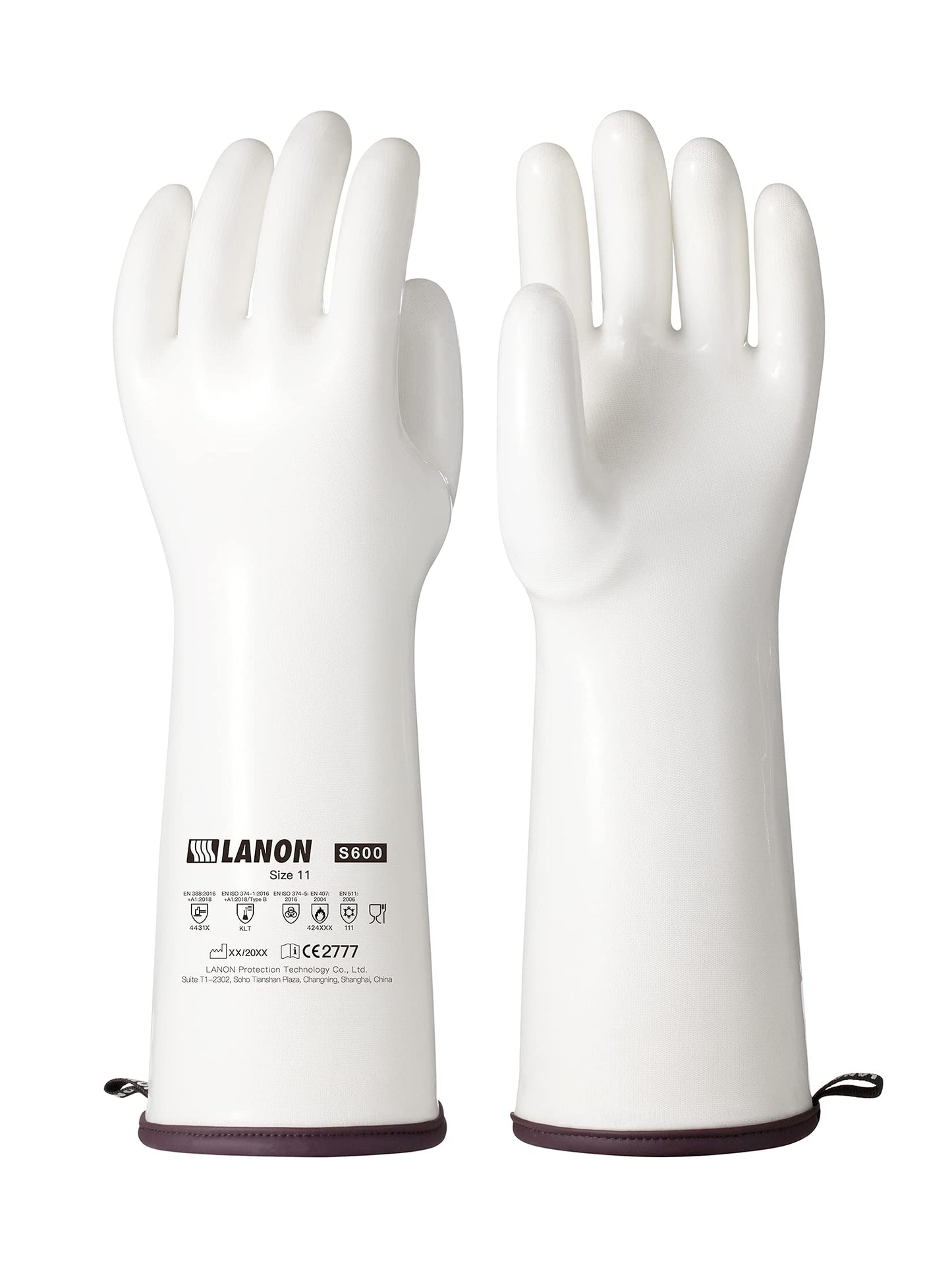 LANON Liquid Silicone Oven Mitts,Heat Resistant,Coral Air Liner,White,Large