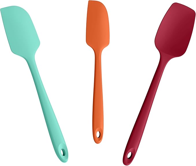 Doosu 600°F Heat Resistant Silicone Spatula Scrapers (Set of 3, Black)