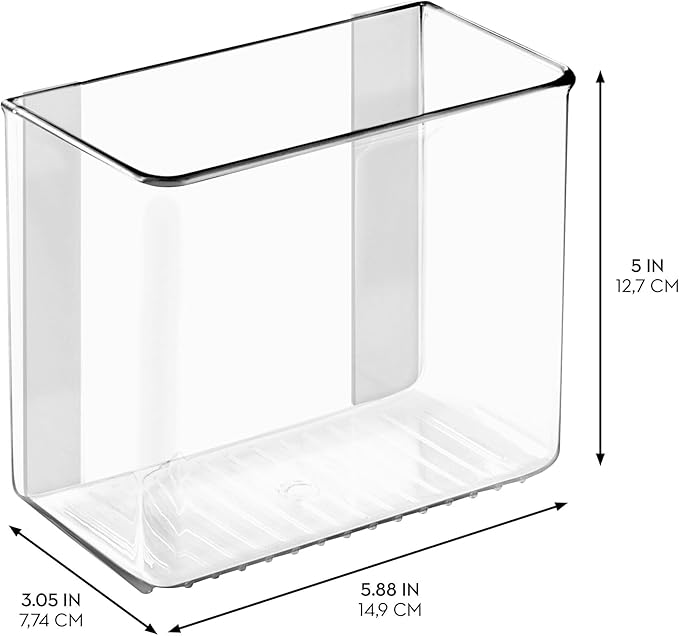 iDesign Adhesive Organizer Bin - Damage-Free Hanging for Kitchen, Bathroom, or Office - Set of 2 - Clear