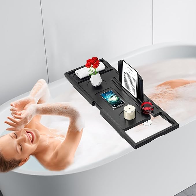Premium Bathtub Caddy Tray - Bath Tray - Bath Tub Tray Table for Bathtub - Bath Caddy Tray for Bathtub, Expandable Size, Fits Most Bath Tubs