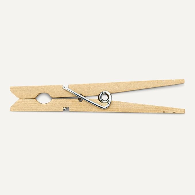 Amazon Basics Wood Clothespins with Spring, Pack of 100