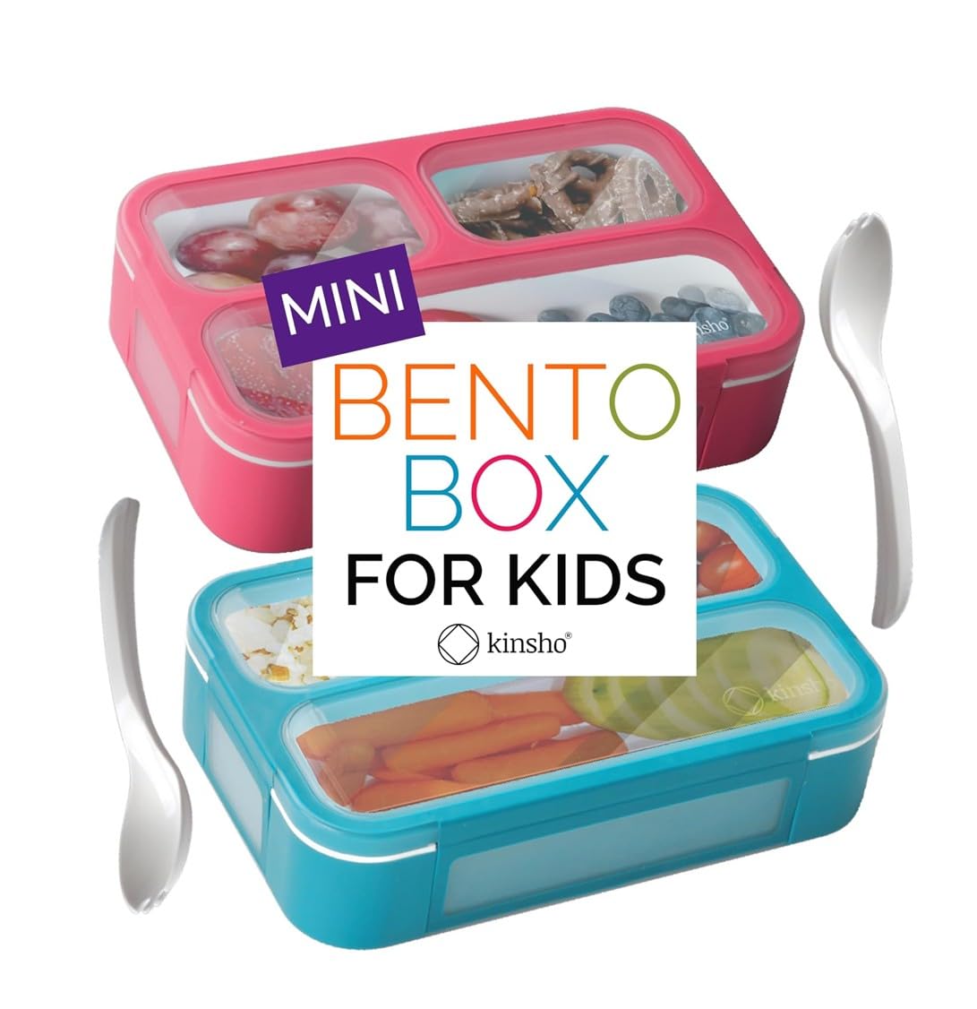 kinsho Small Snack Box Containers for Kids Toddlers, Set of 2 (Navy+Blue)