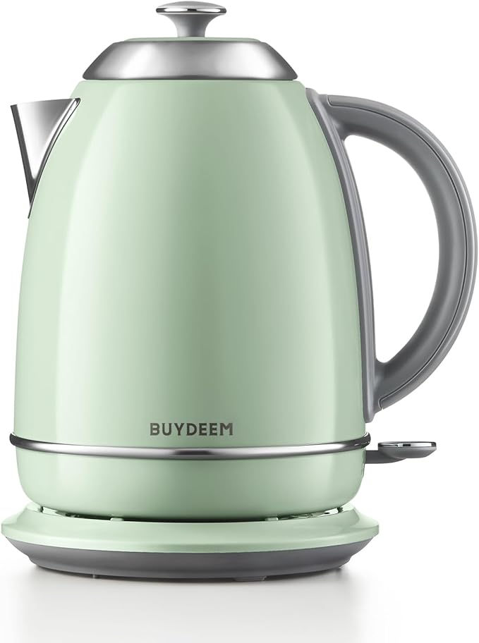 BUYDEEM K640 Electric Tea Kettle, Water Boiler, Retro Silver, 1.7 L