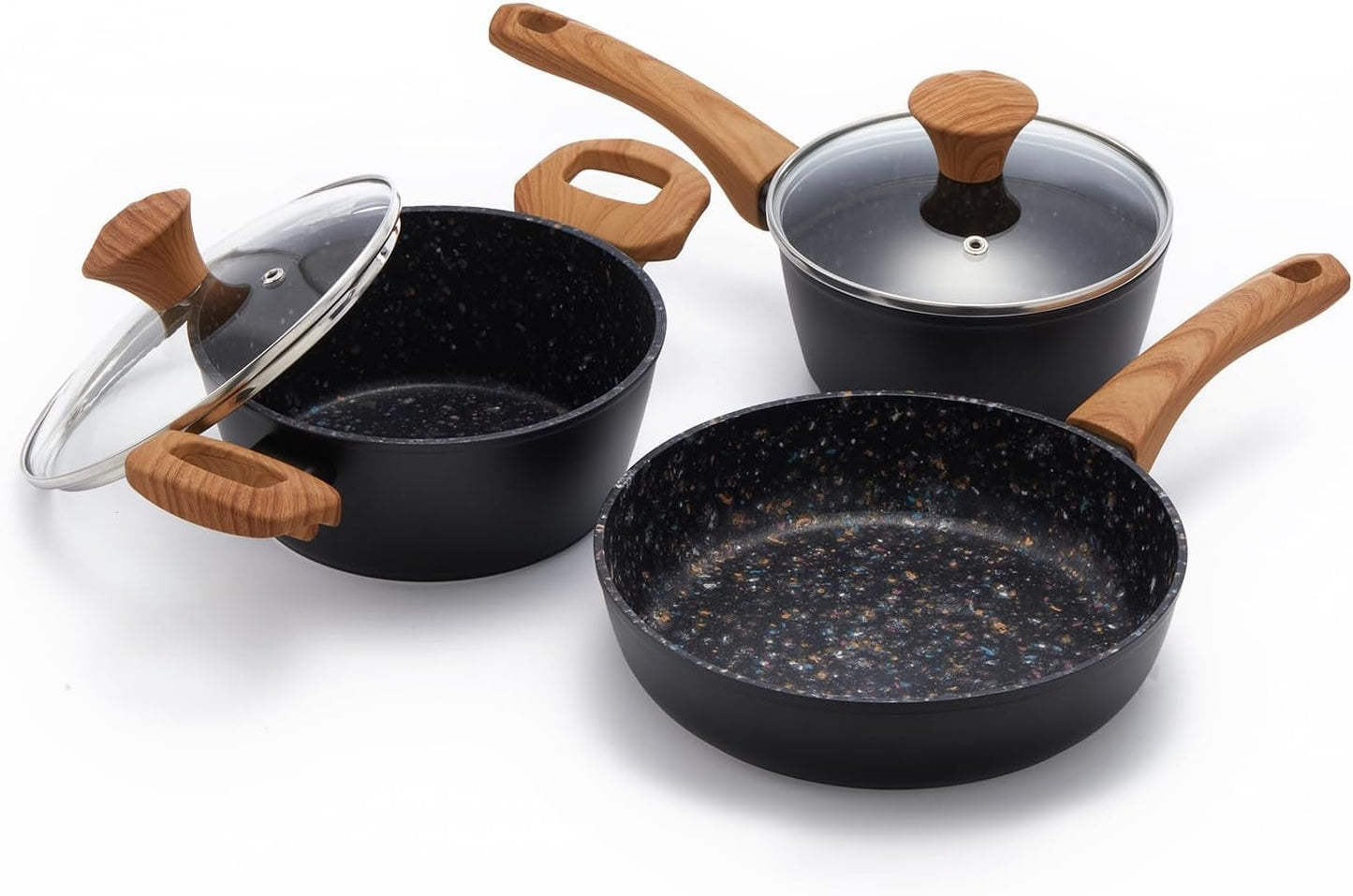 Jovire 3-Piece Nonstick Set | 9.25" Pan + 1.4/2.2QT Pots | PFAS-Free, Green
