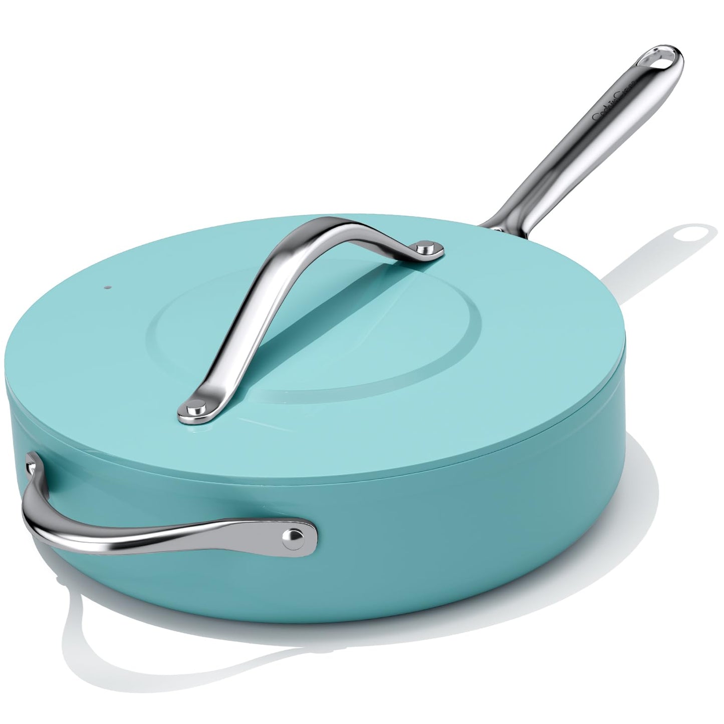CookinCraze Premium Ceramic Sauté Pan with Lid, 4.5 QT Nonstick Deep Pan