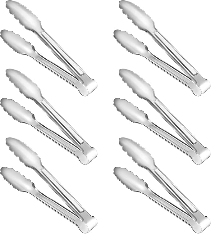 Serving Tongs,Buffet Tongs, Dmoera Stainless Steel Food Tong Serving Tong Small Serving Tongs Stainless Steel Mini Appetizer Tongs, Set of 12