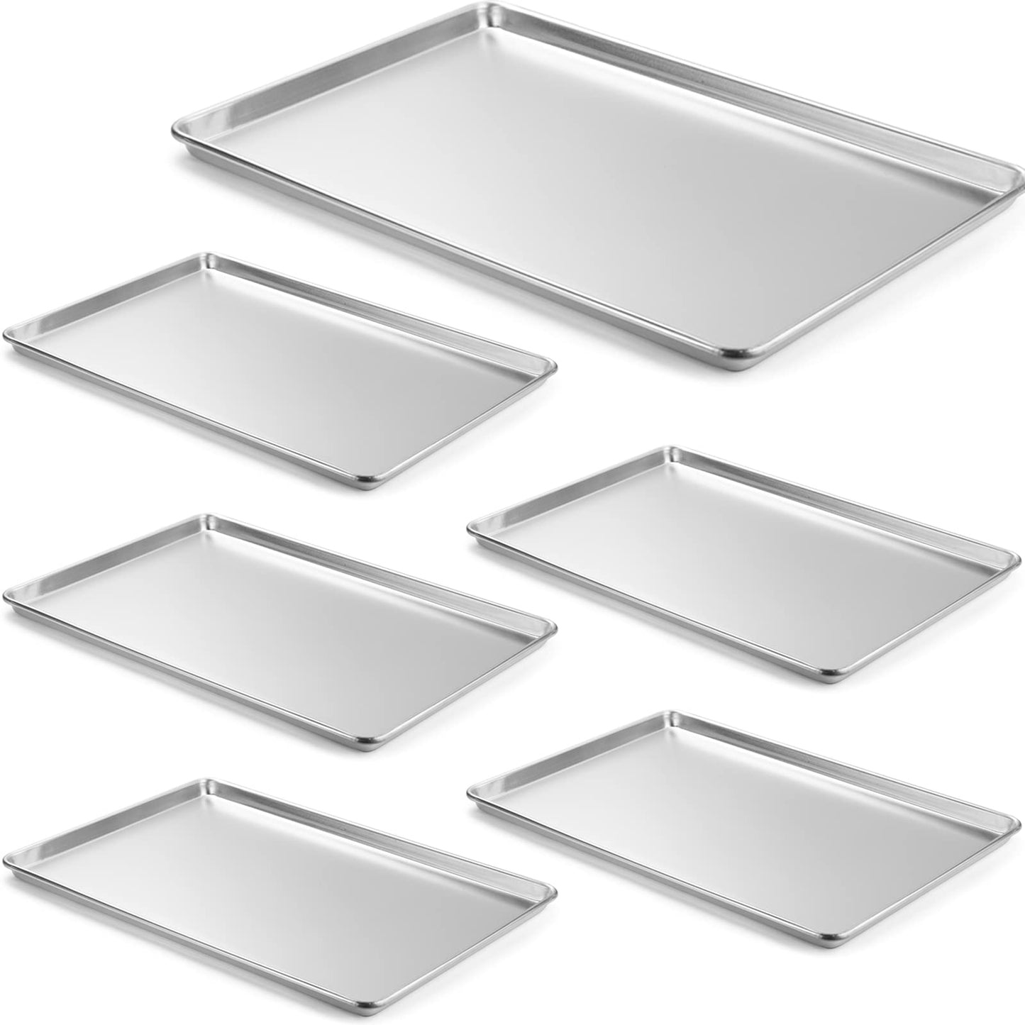 CURTA 12 Pack Aluminum Sheet Pan, NSF Listed Half Size 18 x 13 inch Commercial Bakery Cake Bun Pan, Baking Tray