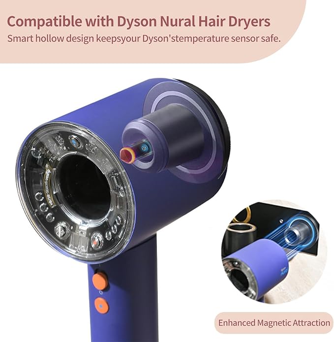 Hair Dryer Holder Wall Mount for Dyson Supersonic Airwrap Hair Dryer, Wall Mounted Hair Tool Organizer, Metal Blow Dryer Holder Attachments Storage for Bathroom and Salon, Black