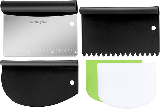 Suanyok Bench Dough Cutter-Flexible Plastic Bowl Scraper,Yellow