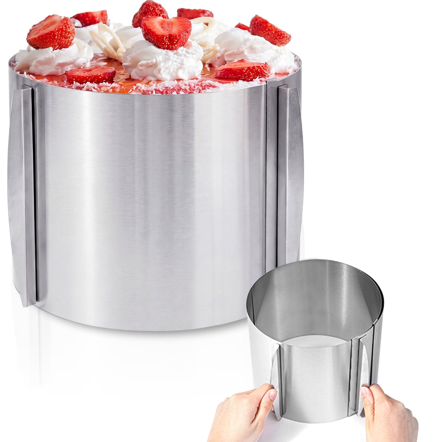 Hushee 2 Pcs Extra High 15cm Cake Ring 6 to 12 Inch Adjustable Cake Mold