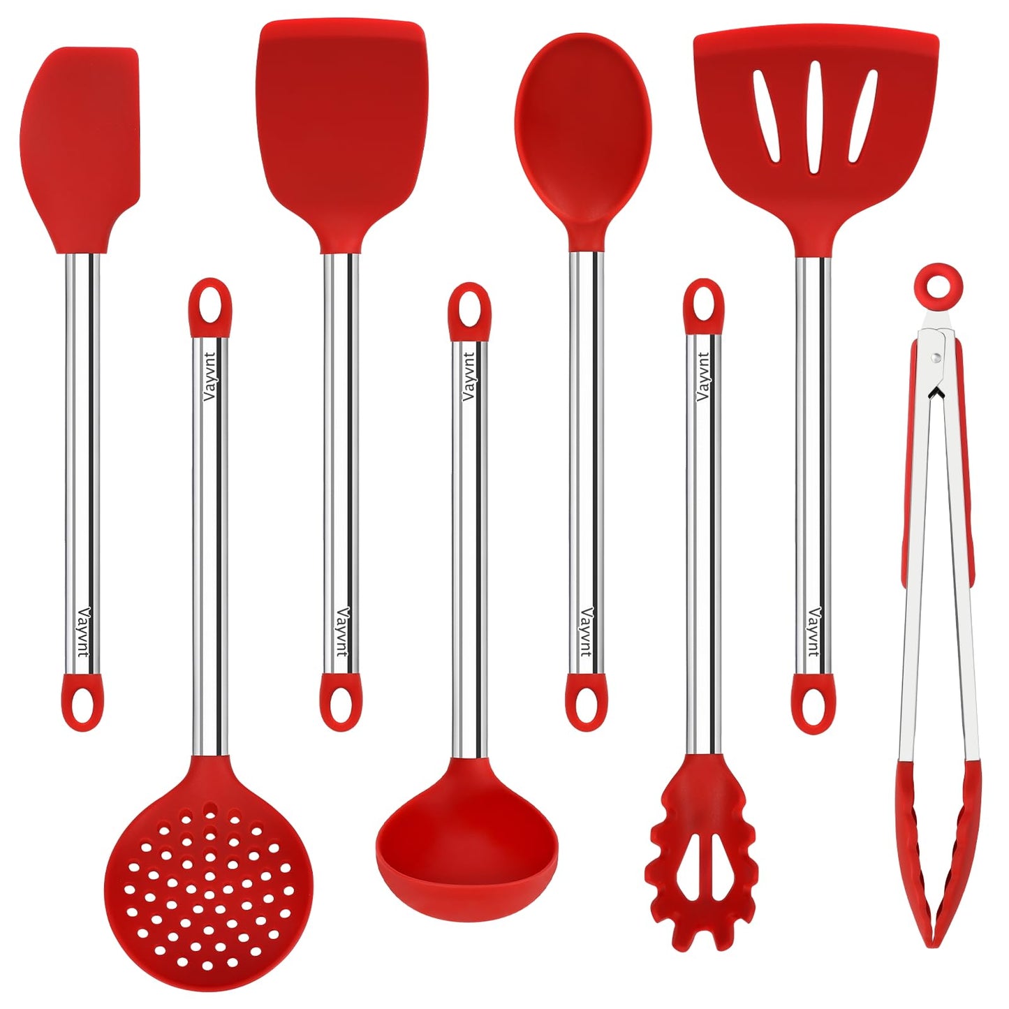 Vayvnt 8 PCS Cooking Utensils Set, Non-toxic Silicone Utensils, Gray