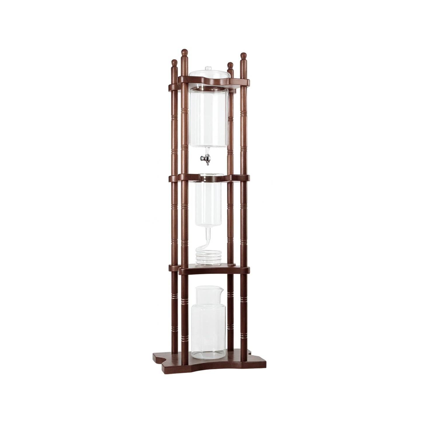 Nispira Cold Brew coffee Maker Ice Coffee Drip Machine with Advanced Slow Drip Technology Borosilicate Glass with Wood Tower, 6-8 Cup, Brown
